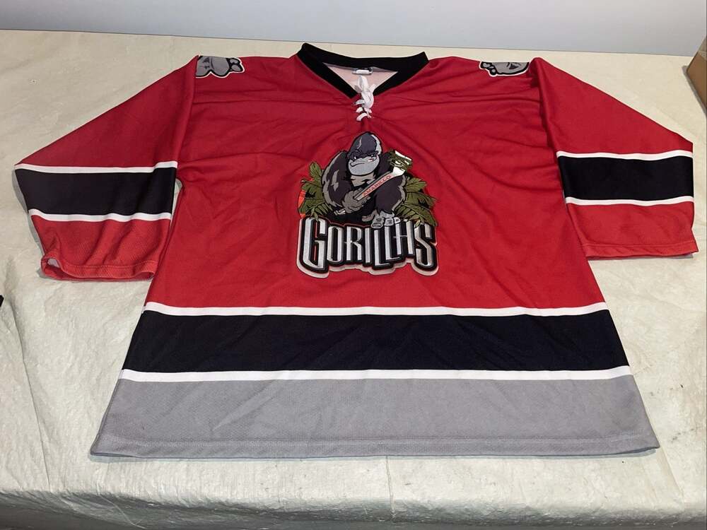 Amarillo Gorillas Hockey Jersey Mens Xl Adult Red Clean Vintage Chl Ot Defunct